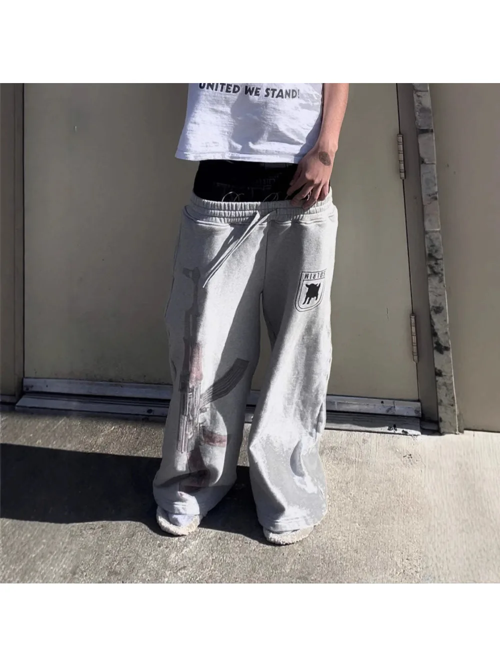 

Новые брюки унисекс 2026 года с двойной вышивкой на талии, в европейско-американском стиле хип-хоп, свободного кроя, повседневные, для пар, в уличном стиле