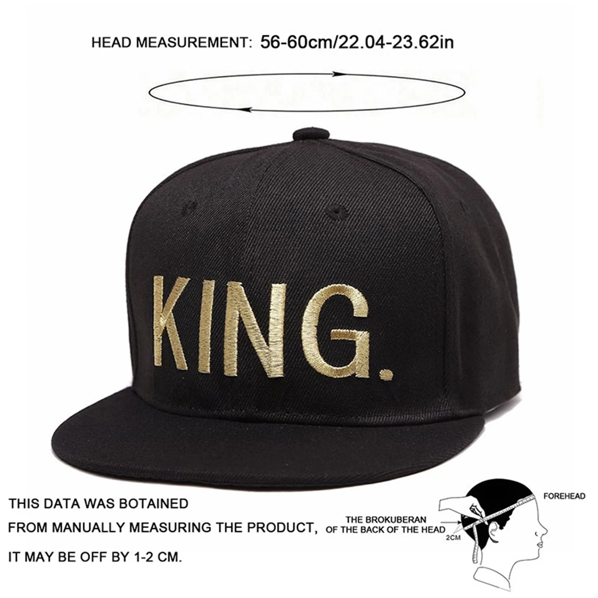 Unisex KING QUEEN Golden Thread Embroidery Hip-hop Hats Spring Autumn Outdoor Adjustable Casual Baseball Caps Sunscreen Hat