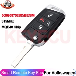 KEYECU 5G6959752BD/BE/BM MQB48 Chip For Volkswagen VW Golf GTI Jetta Tiguan 2018 2019 2020 2021 Smart Key 315MHz Remote Fob