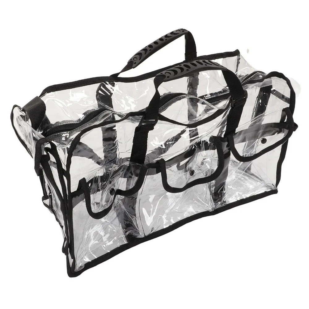 Durable PVC Clear Makeup Bag Waterproof Black Transparent Cosmetic Bag Travel Toiletry Bag For Work