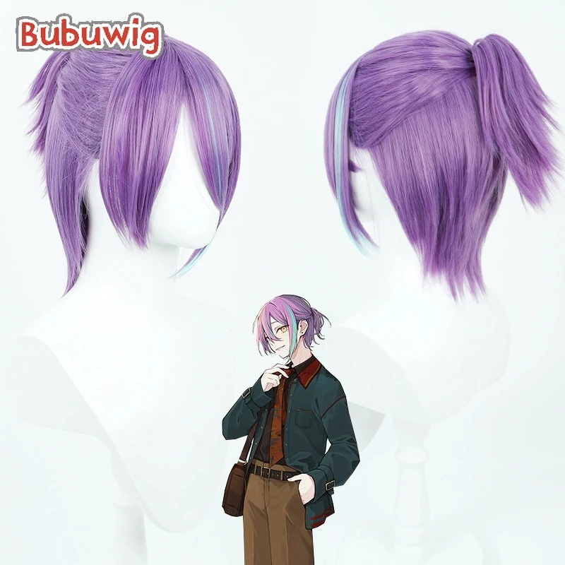 

Bubuwig Synthetic Hair Kamishiro Rui Cosplay Wigs With Buns Project Sekai Kamishiro Rui Purple Mixed Blue Cos Wig Heat Resistant