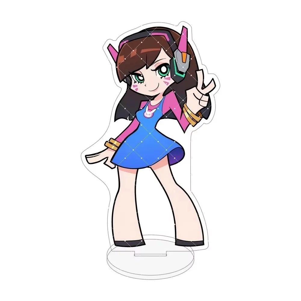 Hot Game Overwatch 2 D.Va Kiriko Mercy 15CM 10CM Acrylic Stand Keychain Desktop Tabletop Ornament Gamer Fans Collectible Gift view 5