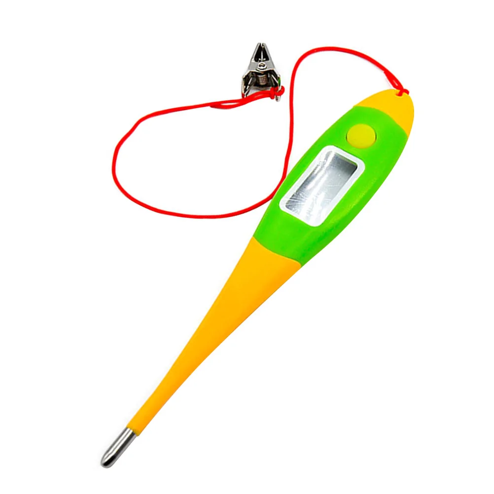 獣医用体温計 デジタル 豚 牛 羊 犬用 LCDディスプレイ付き 正確な温度測定 オレンジ