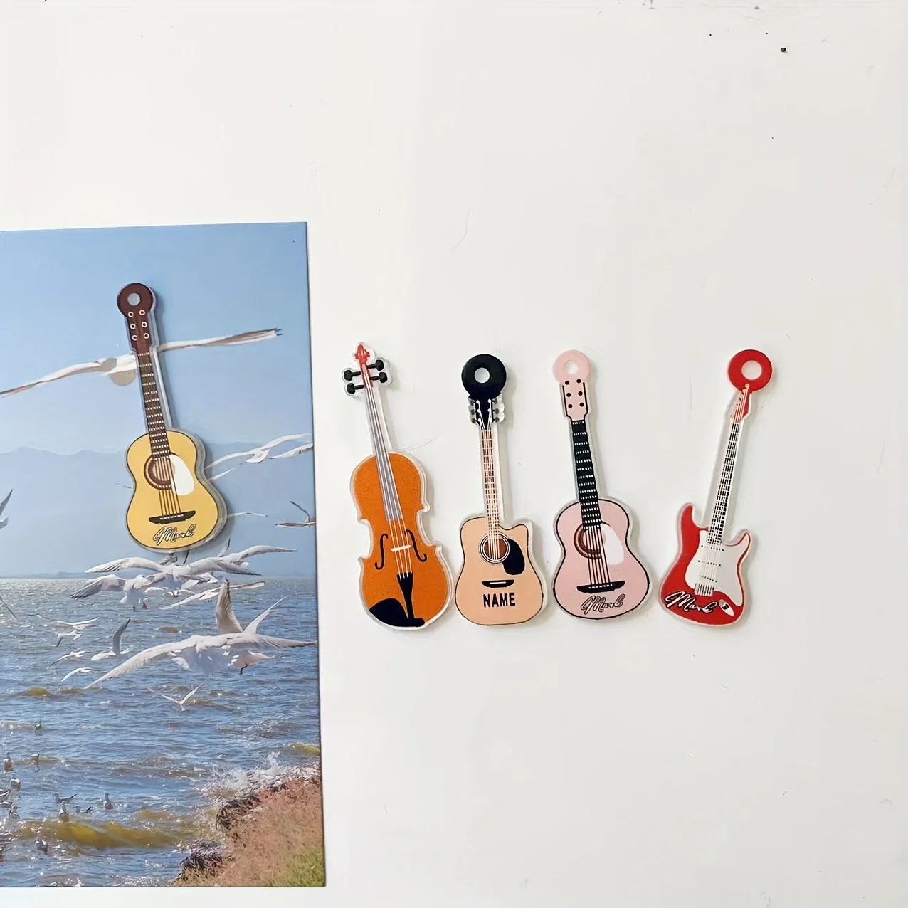 5 sztuk instrumenty gitarowe naklejka na lodówkę zdjęcie stały magnes Home Decor prezent