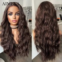 AIMEYA-Perruque Lace Front Wig Body Wave Synthétique pour Femme, Perruques sulfOndulées, Pré-plumée, Naissance des Cheveux Naturelle, Degré de Chaleur, Cosplay