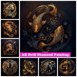 Zodiac Sign 5D DIY AB Drill Diamond Art Painting Fantasy Astrology Twelve Constellation Mosaic Cross Stitch Crafts Home Decor