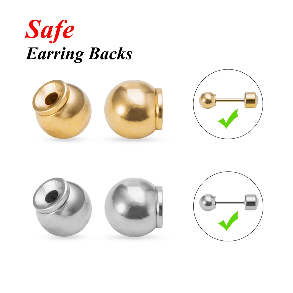 

New Gold Color Silver Color Earring Backs Earring Backings Replacement for Fish Hook Earring Studs Ear Safety Back Pad Backstops