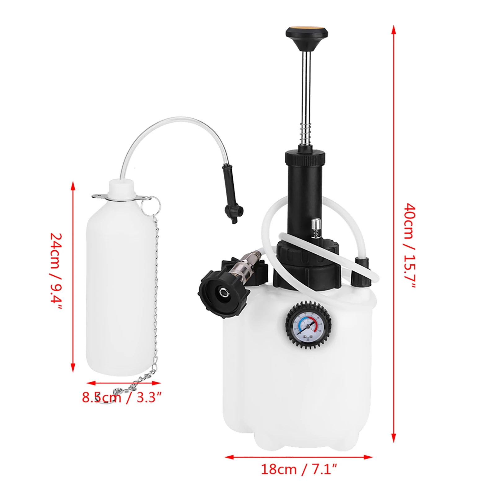 Fluid Bleeder Manual Brake Bleeder 3L Capacity Manual Brake Fluid Bleeder Bleeding Tool with Universal Adapter