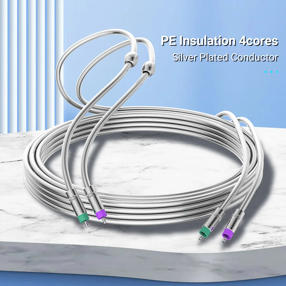 Aouyade  A26 Silver-plated RCA Audio Line Fever Audio Power Amplifier Double Lotus Signal Line Double Shield