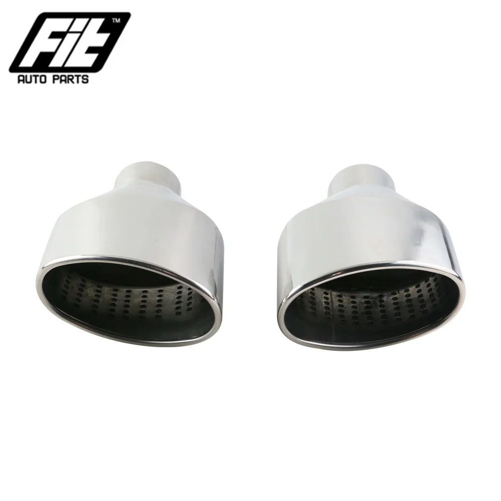 1 paar Edelstahl Universal Auto Auspuff End Tip 63mm Outlet Gerollt Oval Schräg schalldämpfer schwanz rohr