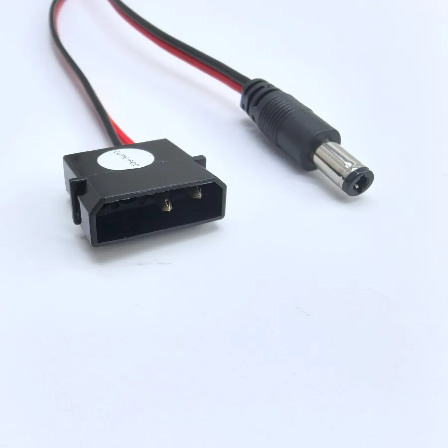 IDE Molex Male to DC 5.5mm x 2.1mm  Converter Adapter Power Supply Cable 12V 18AWG Wire 50cm