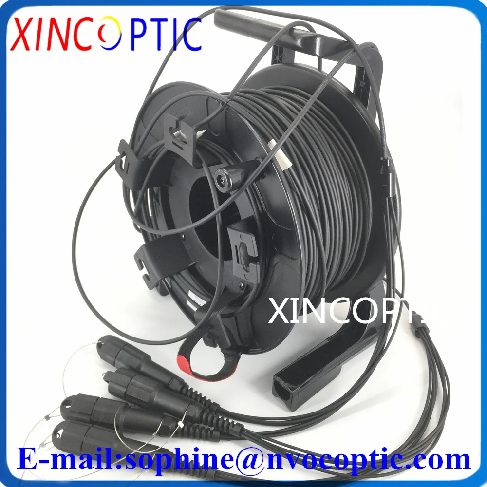 

200M SM,6C,G657A,6Cores LSZH/TPU Armored Black Cable,6Strands PDLC/ST/SC/FC Fiber Optical Patch Cord Connector With PCD310 Reel