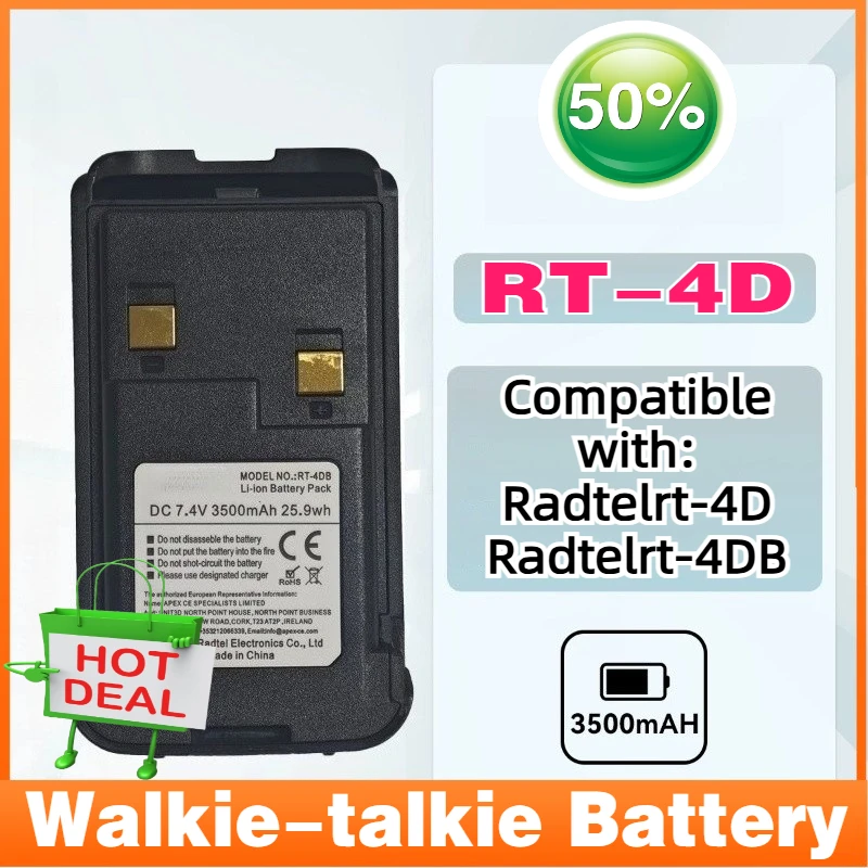 RT-4D 7.4V 3500mAh Li-ion Battery Pack for Radtel RT-4D RT-4DB DMR Two Way Radio Walkie Talkie Replacement Battery