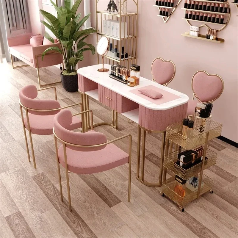 Conjunto de mesa e cadeira de manicure moderna, minimalista, móveis para salão de beleza, luxo, mesa de manicure doméstica