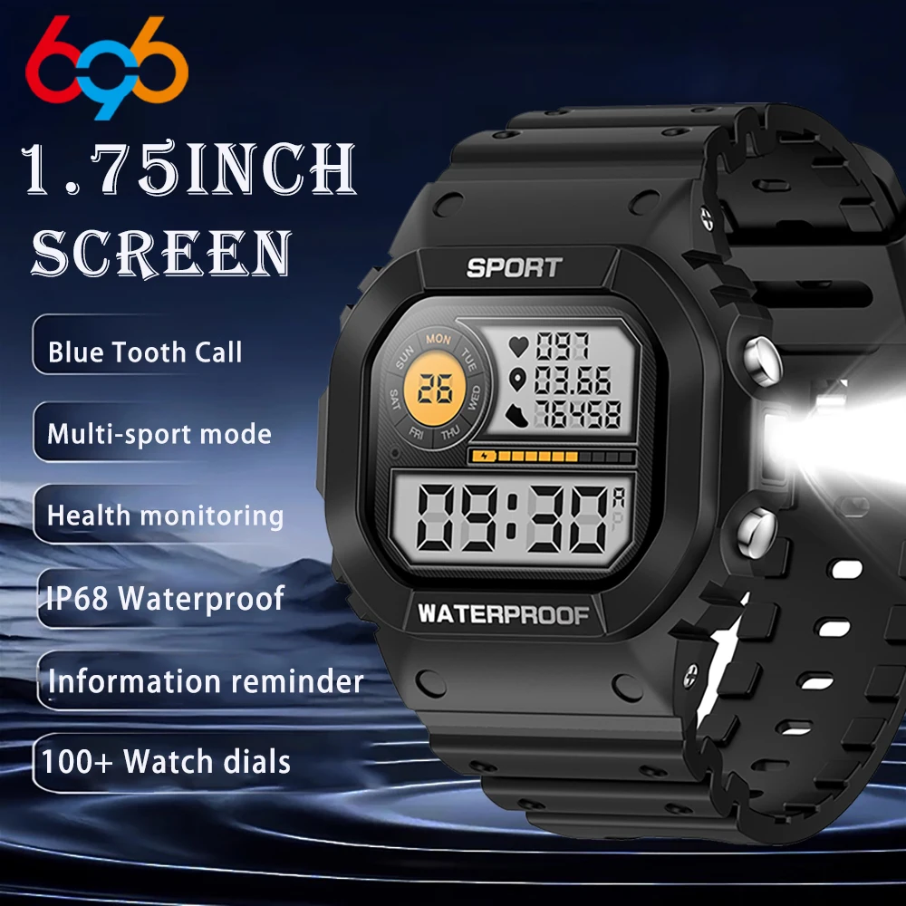 

2025 Blue Tooth Call Smart Watch Men Women Waterproof Sports Health Message Push Smartwatch LED Flashlight Compass 1.75" Clock