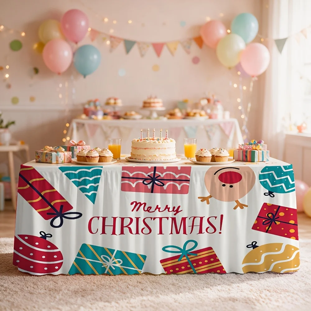One table skirt with a Halloween theme, featuring a gift-printed tablecloth.