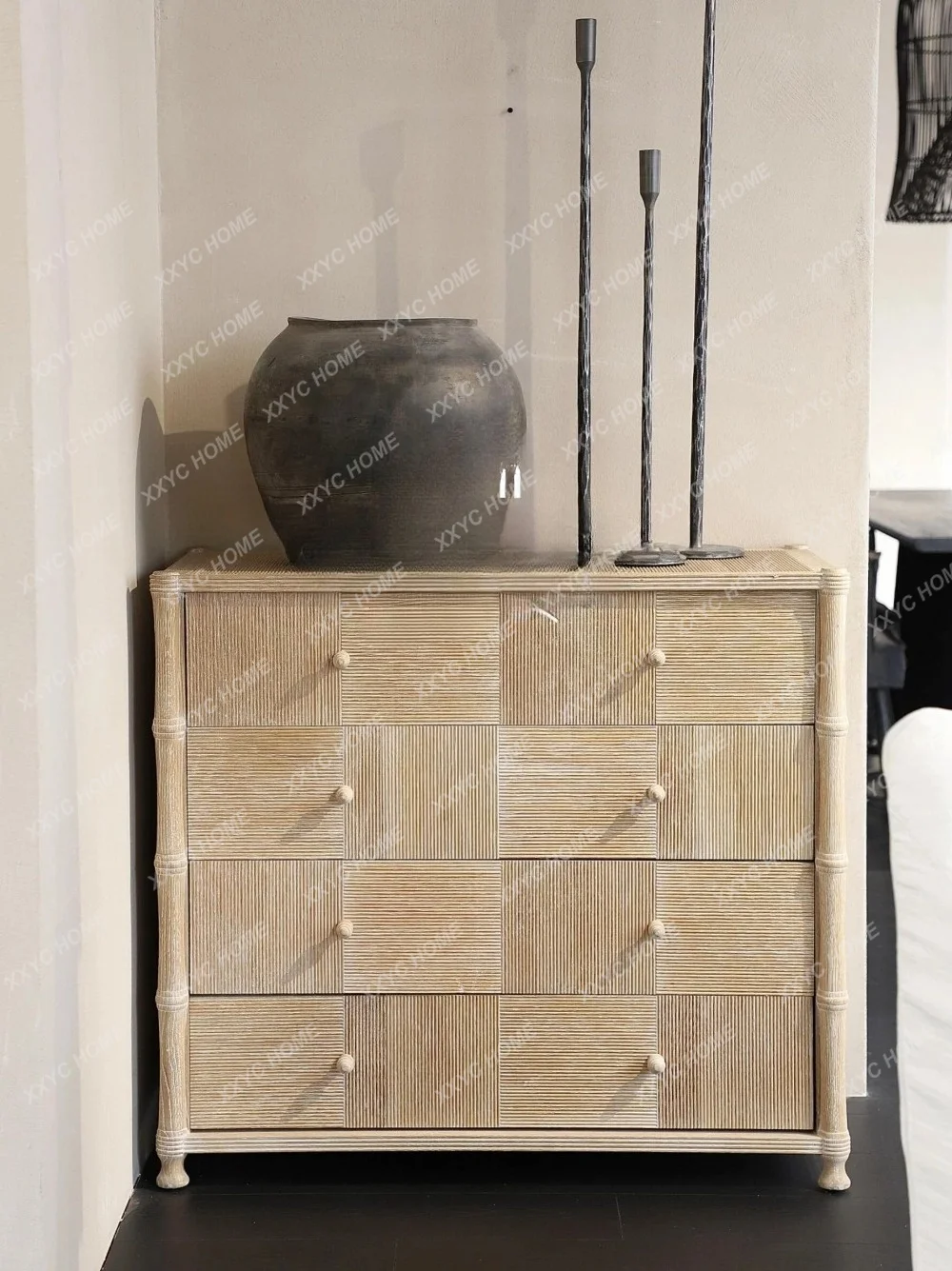 French medieval style solid wood chest cabinet, living room home modern old weathered white simple locker, decorative entrance