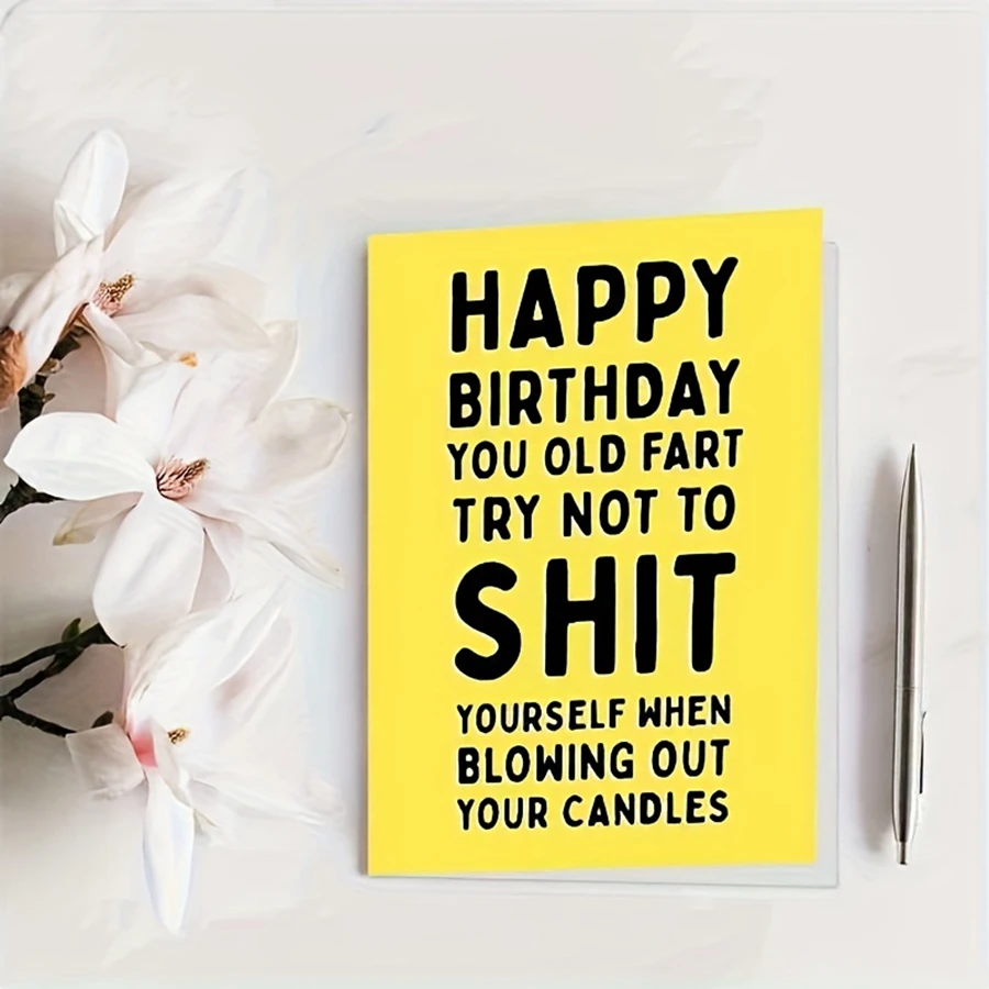 بطاقات عيد ميلاد مضحكة للرجال ، أشياء غير عادية مع الأعجوبة ، الأخ ، الجد ، الأب ، الوقح ، 1 * *