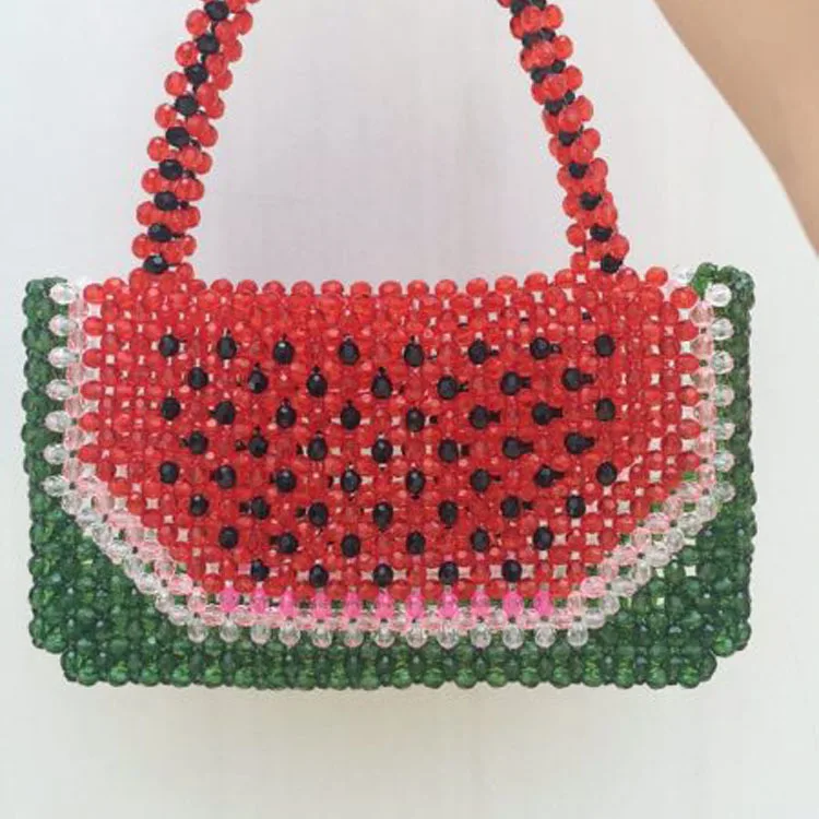 Handmade Watermelon Crystal Bead Bag For Women Handbags Summer Beach Vacation Clutch Party Bags Beading Shoulder Bag