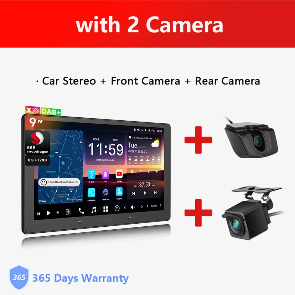 9 inch DAB Android autoradio dubbel 2 Din, AI Agent spraakassistent, LiveView externe camera bewaking parkeerhulp, 4G LTE Bluetooth stereo CarPlay scherm 2Din X10 Atotozone
