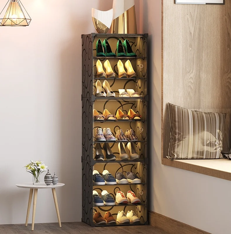 Light Luxury Dust-Proof Shoe Cabinet Home Living Room Metal Multi-Layer Shoe Rack Sports Shoes High Heels Storage Organizer