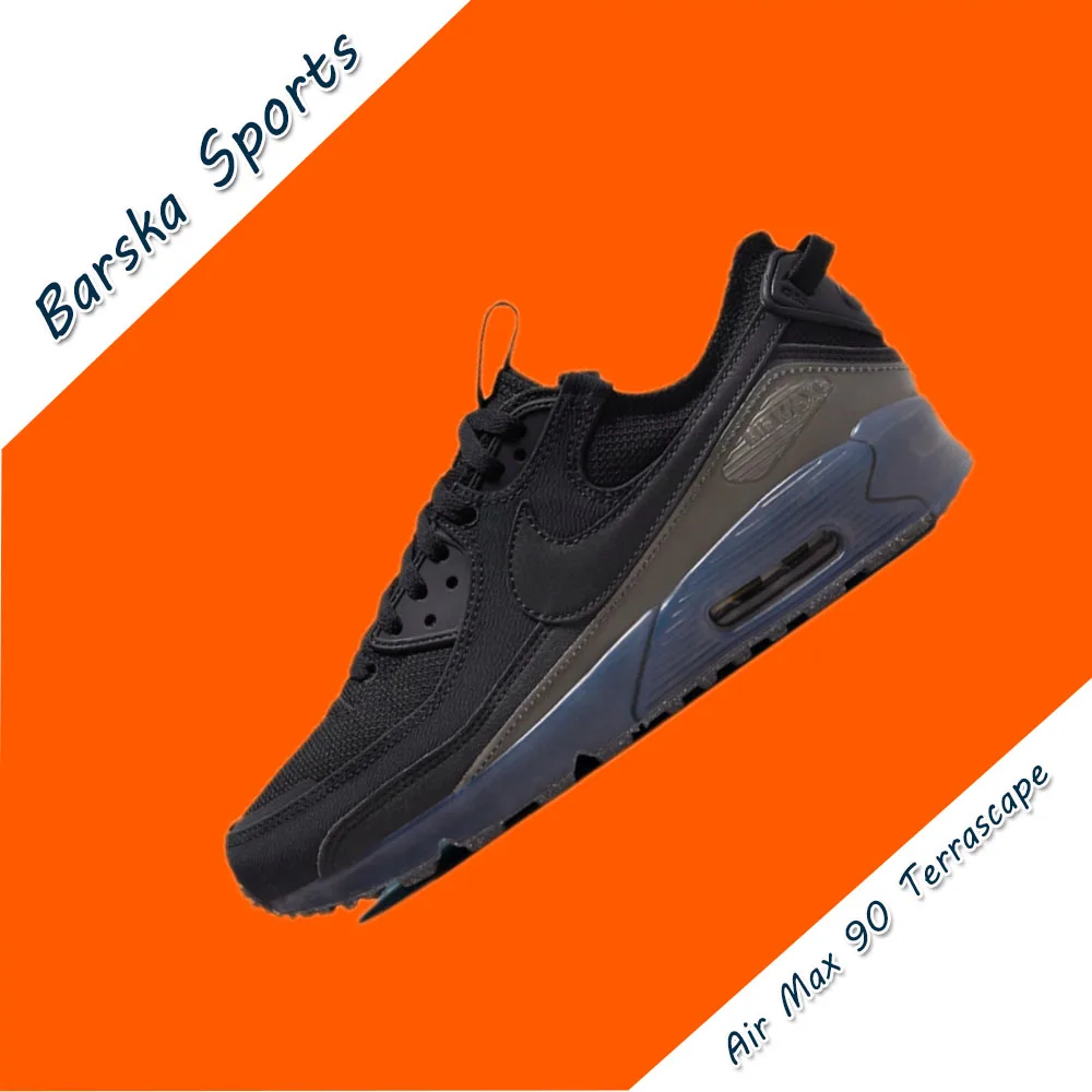 Nike New Air Max 90 Terrascape Low รองเท้าผ้าใบสําหรับบุรุษและสตรีรองเท้าลําลองระบายอากาศได้ดีน้ําหนักเบาสีดําทึบ