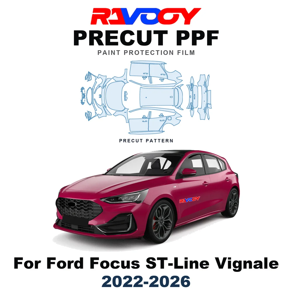 Precut PPF For Ford Focus ST-Line Vignale 2022-2026 8.5mil TPU Paint Protection Film Hood Bonnet Bumper Headlight Self-Healing