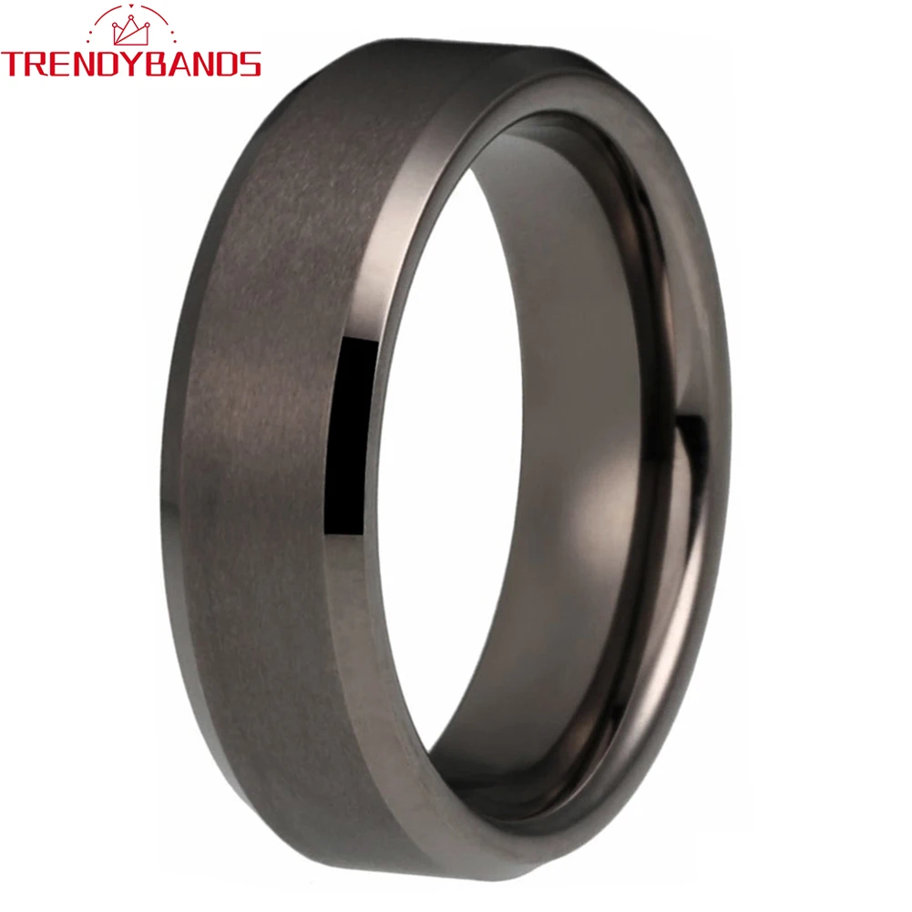 6mm 8mm Gunmetal Tungsten Finger Wedding Ring Engagement Band for Men Women Fashion Jewelry Comfort Fit