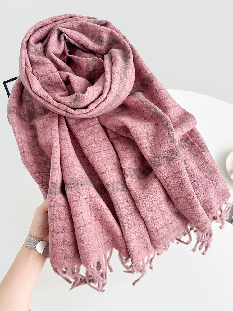 

Autumn Winter Women Preppy Knitted Scarf Lady Men Casual Plaid Tassel Soft Warm Scarve Wrap Shawl Femme Male Unisex Fashion New