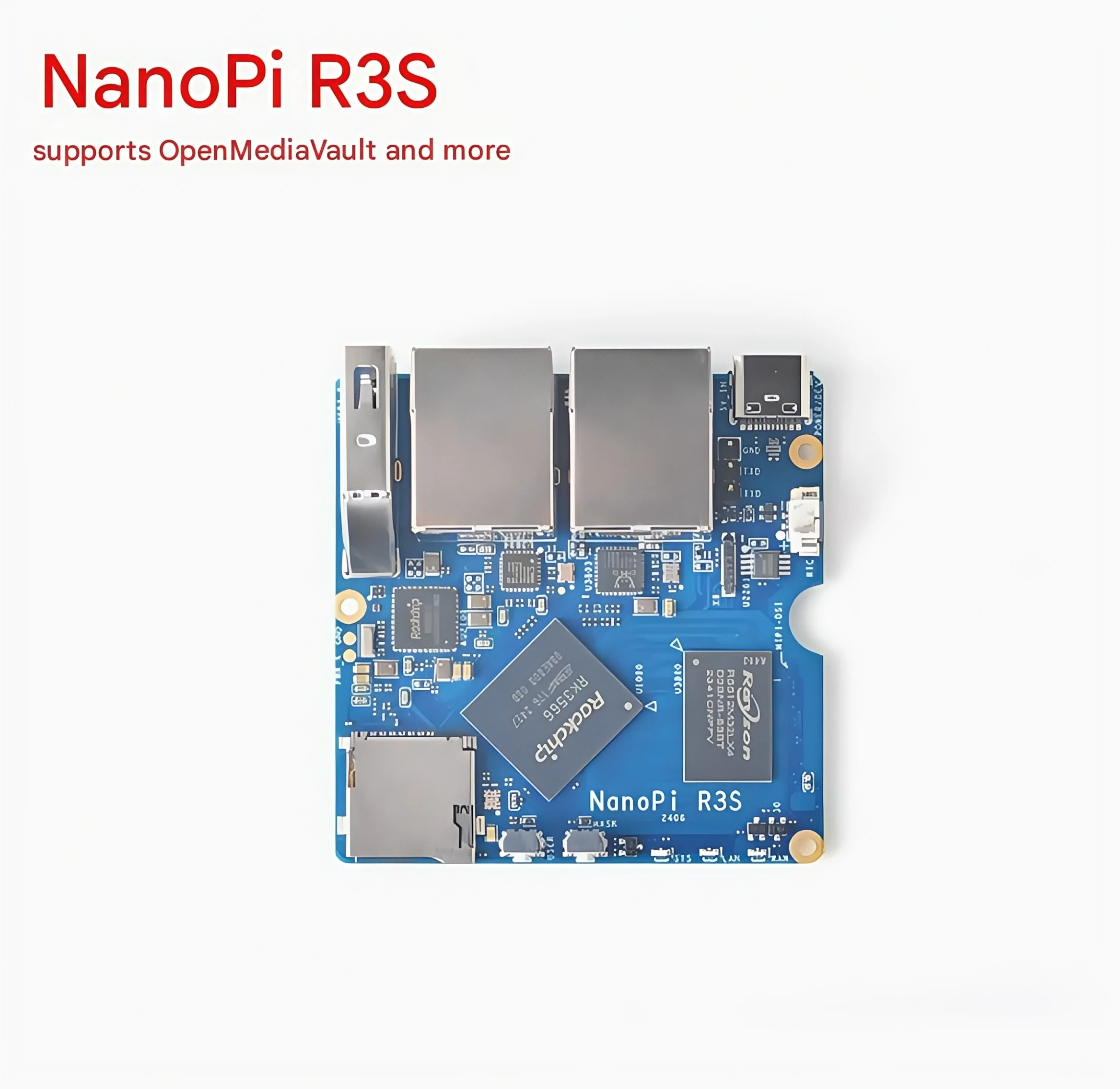 

NanoPi R3S mini development board, 32GB eMMC, full metal shell RK3566 dual Gigabit Ethernet port