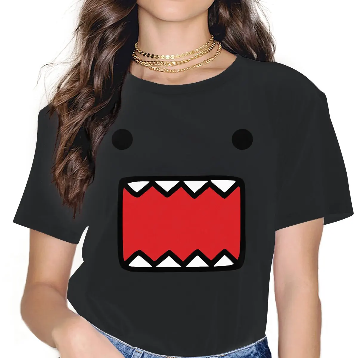 Domo Classic Feminine Shirts Domo Kun Oversized T-shirt Harajuku Vintage Female Blusas