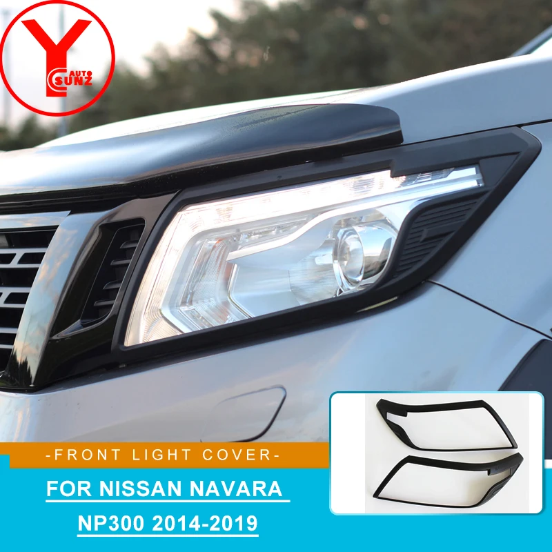 Car Headlight Cover Front Lamp Trim Stickers For Nissan Navara NP300 2015 2016 2017 2018 2019 Car Styling Accessories YCSUNZ