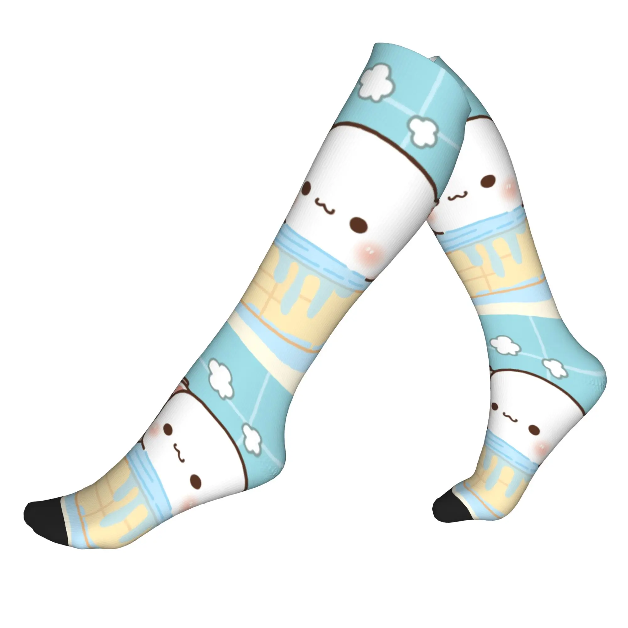 

Peach and Goma Mochi Bathing Men Women Sports Compression Socks Unisex Fun Cute Cat Spring Summer Autumn Winter Dress Socks
