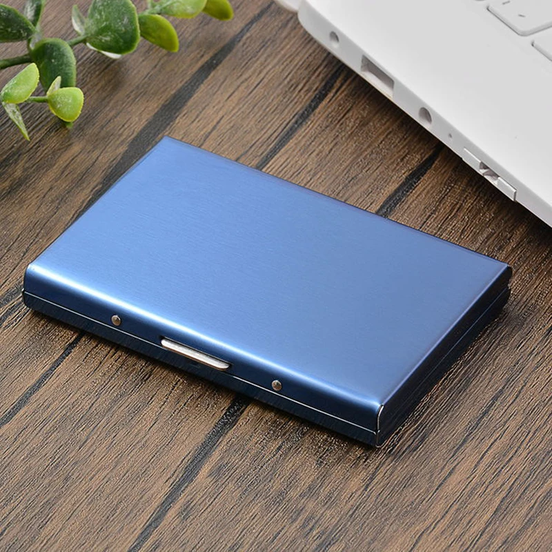 حامل بطاقة الائتمان التجاري Rfid للرجال والنساء، محفظة بسيطة من الألومنيوم، حامل بطاقات البنك مع مشبك نقود، مصمم بورت كارت