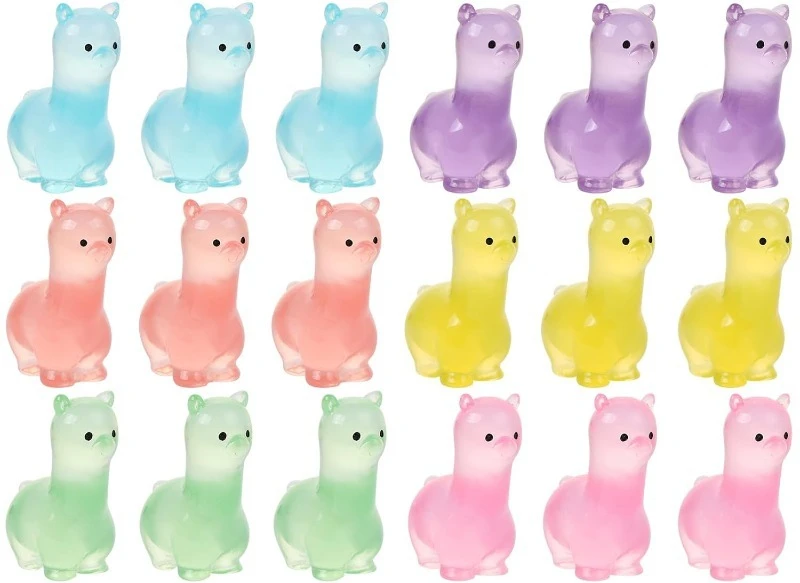 18Pcs For Glow In Dark Simulated Alpaca Decorative Accessories Environmental Resin Car Ornaments Mini landscape