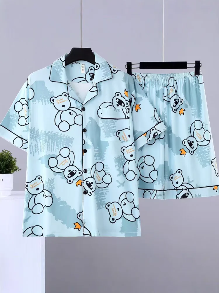 

Lightweight ort Sve Spwear for Men Summer Home Clothes Cartoon Print Large Size Cardigan Sle Can Be Worn outside