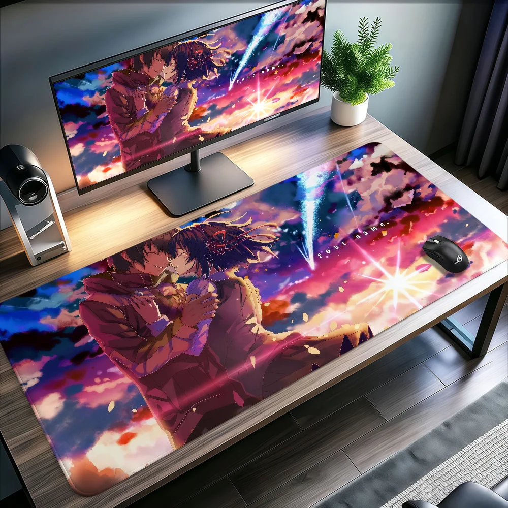 Gaming Keyboard Name - แผ่นรองเมาส์ลายอนิเมะ Your Name ขนาดใหญ่ กันลื่น ขอบเย็บล็อค