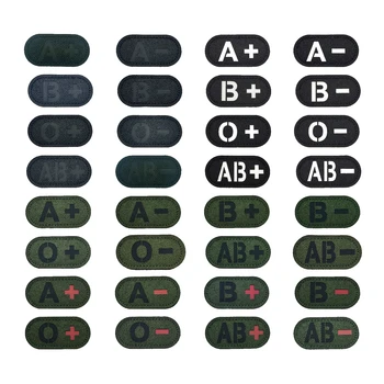 3D 혈액형 A + B + O + AB + A-B-O-AB- DIY 후크 및 루프 자수 군사 전술 배지 코트 배낭 스트라이프 원단 패치