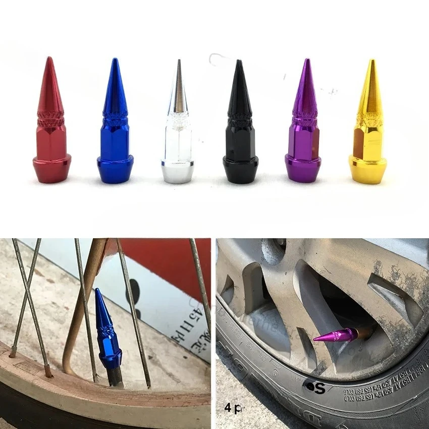 Car tire personalized modification valve cap pointed bullet valve cover aluminum alloy motorcycle bicycle universal