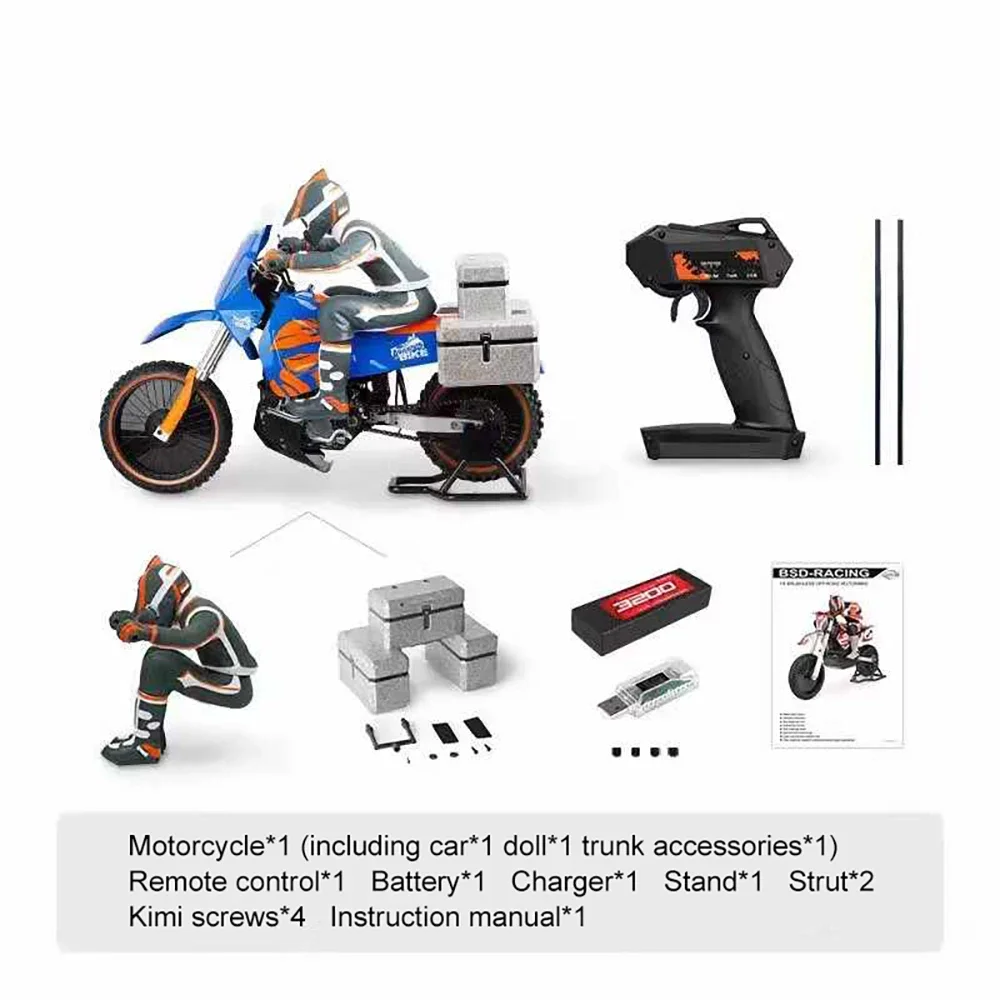 PDracing 1/4 RTR 2S Afstandsbediening Motorfiets Off-road Racing Elektrische Borstelloze RC Model Motorfiets Volwassen Kinderspeelgoed