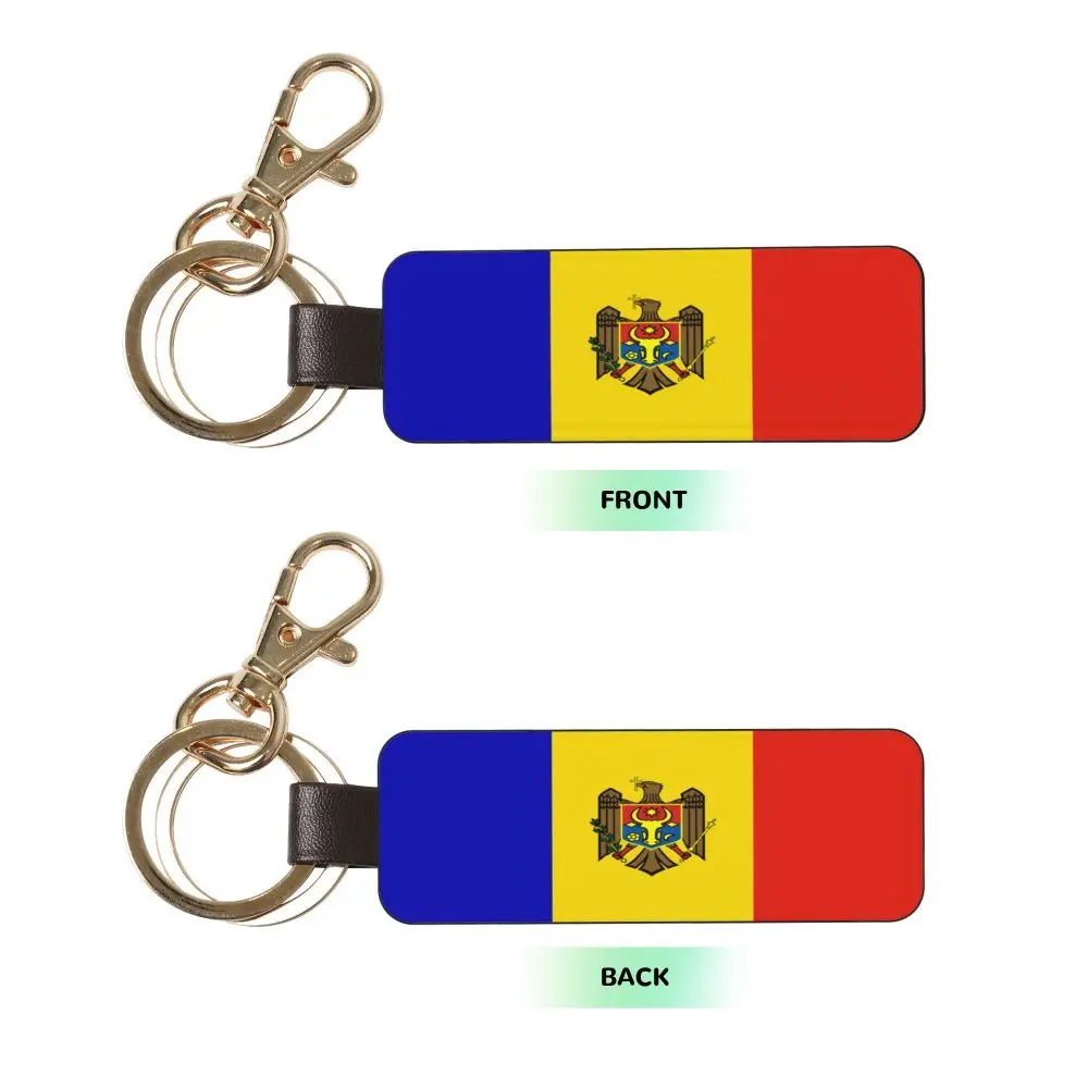 Moldova Flag Car Leather Keychain Universal Keychain Leather Keychain Unisex Gift Fashionable and Beautiful Gift key ring