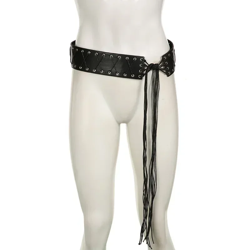 حزام الذرة الجديد بتصميم حزام الذرة المخصص من الدانتيل الجانبي للنساء حزام PU ذو شرابة متخصصة