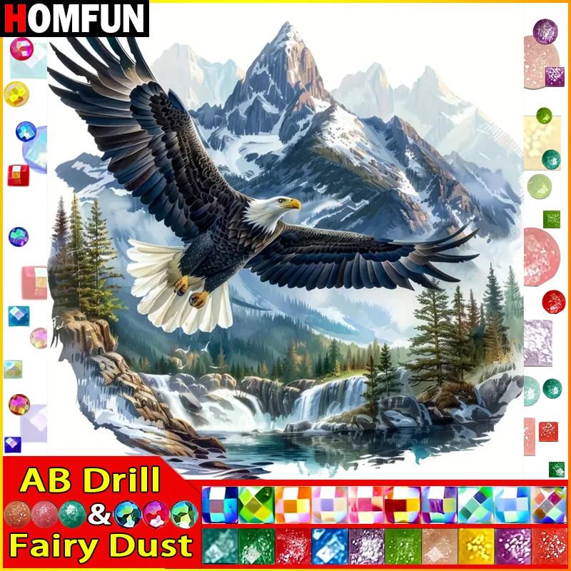 

HOMFUN сказочная пыль AB Diy полная квадратная круглая дрель 5D алмазная живопись Алмазная вышивка "Животный орел" домашний декор подарок