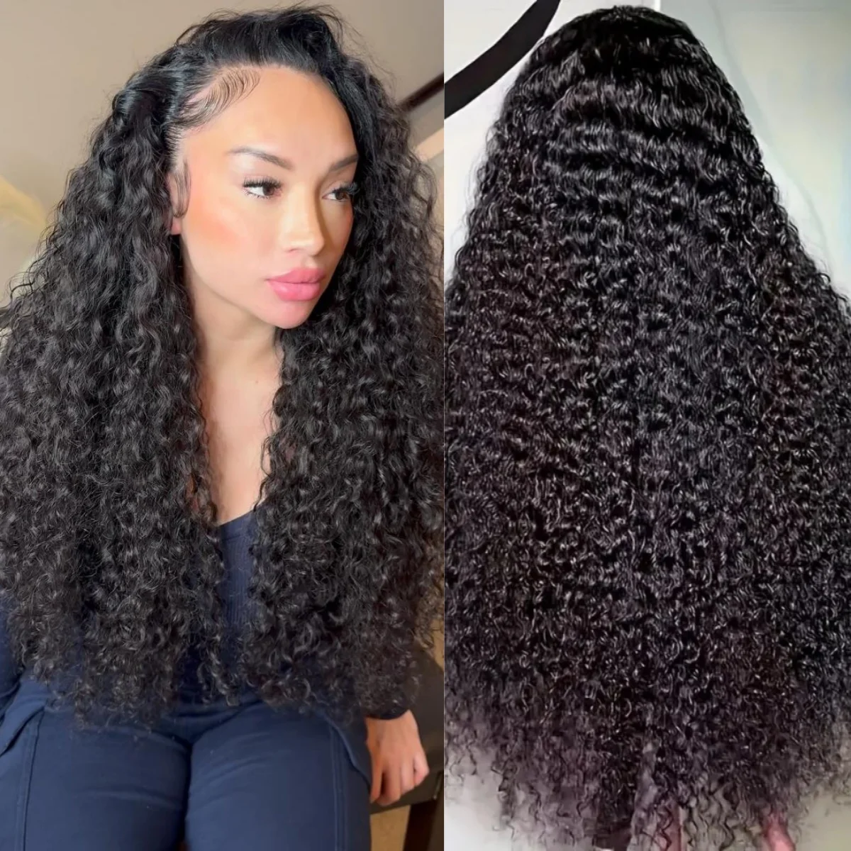

13x4 Water Wave 5x5 Lace Front Wigs Human Hair Transparent 220 Density Natural Color Pre Plcked Lace Frontal Wig For Women 1B