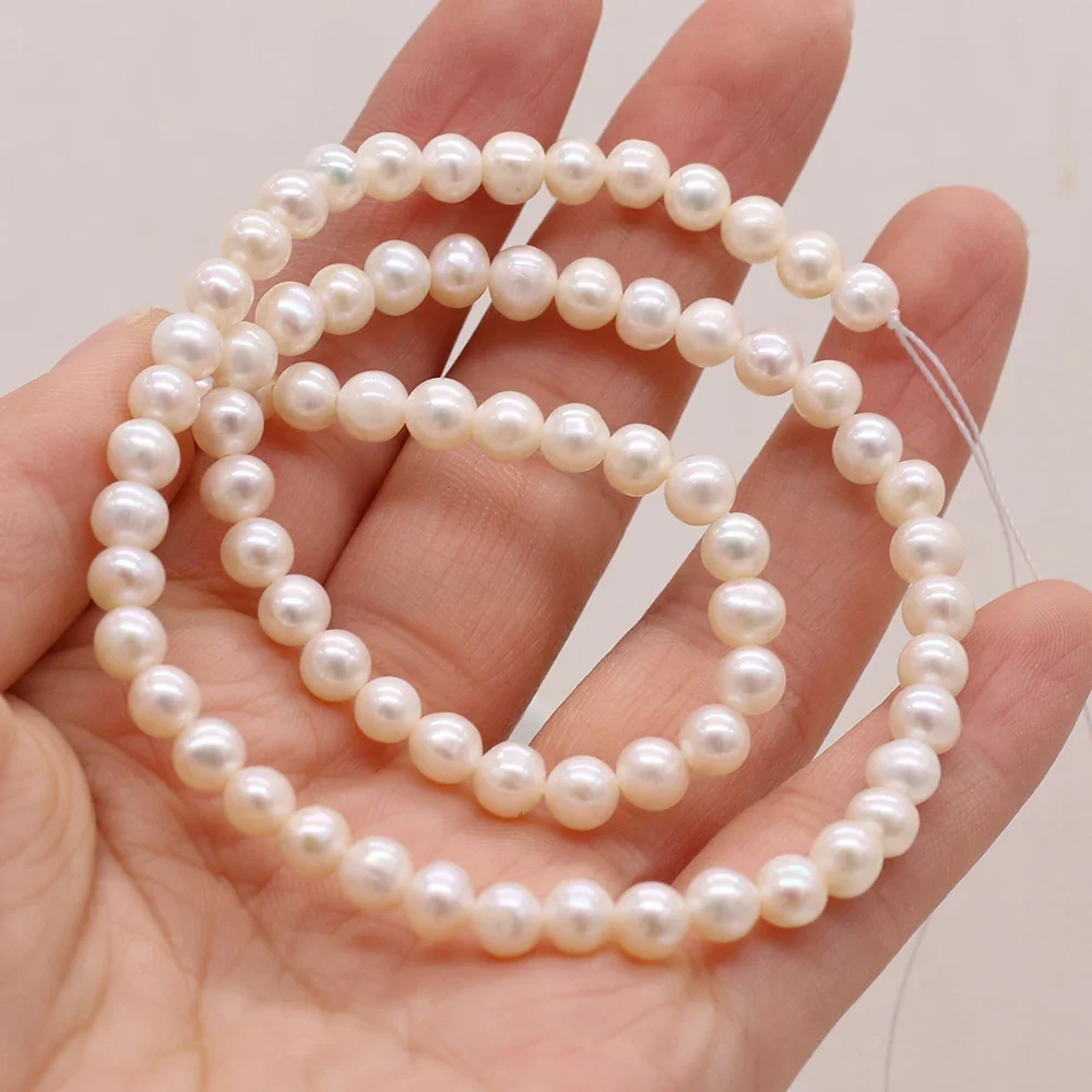 100% Natural Freshwater Pearl Beads 4-5mm Round Shape Punch Loose Beaded for Jewelry Making DIY Nacklace Bracelet Accessories