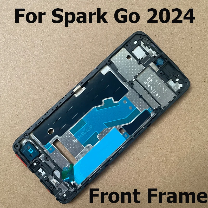 6.6 "Voor Tecno Spark Go 2024 Front LCD Frame Bezel Midden Frame Terug Behuizing Case Mid Plaat Met zijknoppen