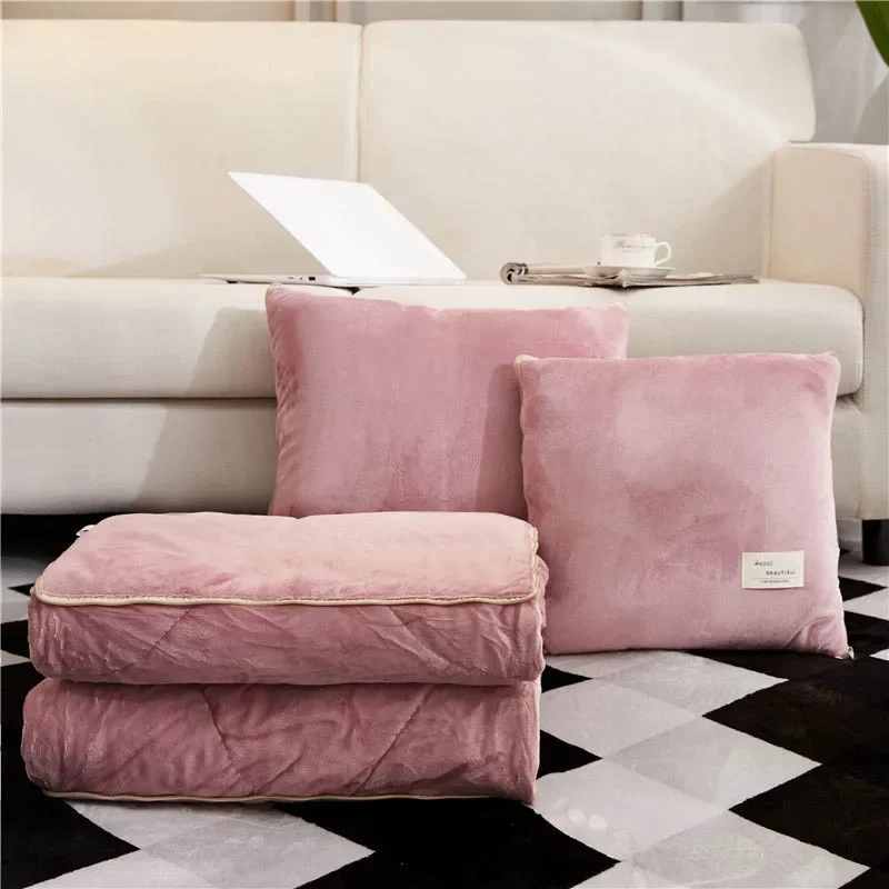 Car Sofa Lumbar Throw Pillow Air Conditioning Blanket Foldable Patchwork Quilt s Bedding 2 In 1 Velvet Cushion