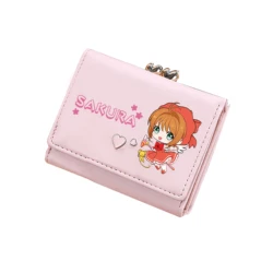 Anime Card Captor SAKURA Kawaii portafogli corti ragazze Pink ID Card titolari Pu Leather Coins borse Cartoon Money Clutch Bags