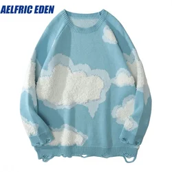 Aelfric Eden Knitted Cloud Ripped Holes Knitwear Sweater Harajuku Hip Hop Streetwear Casual Kawaii Loose Pullover Jumpers Tops