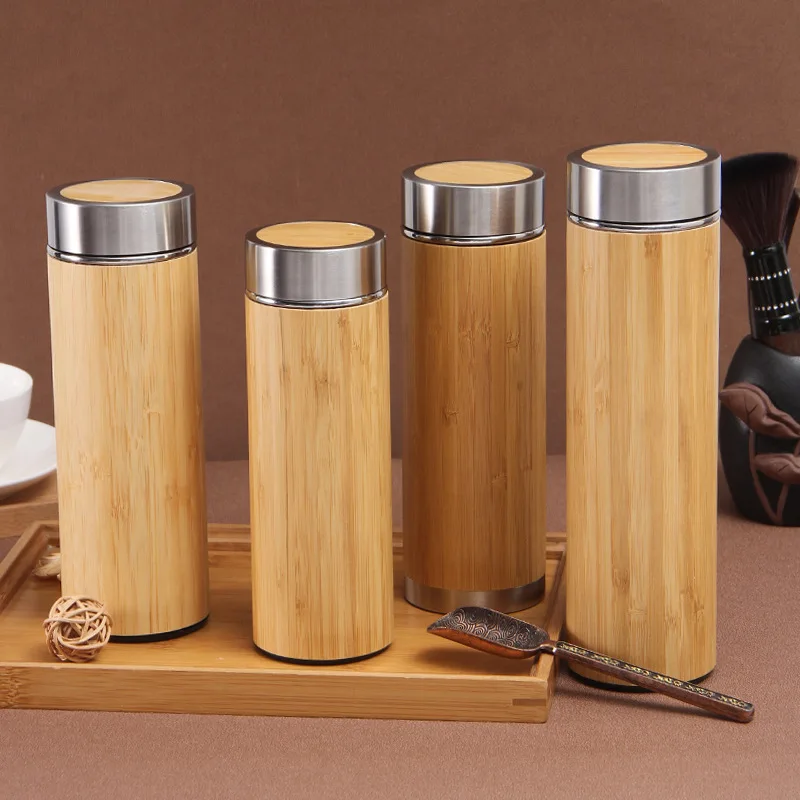 Large Capacity Stainless Steel Bamboo  Tea Water Cup High Aesthetic Value Insulated Mug Durable Beverage Container